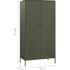 Garde-robe Vert olive 90x50x180 cm Acier vidaXL