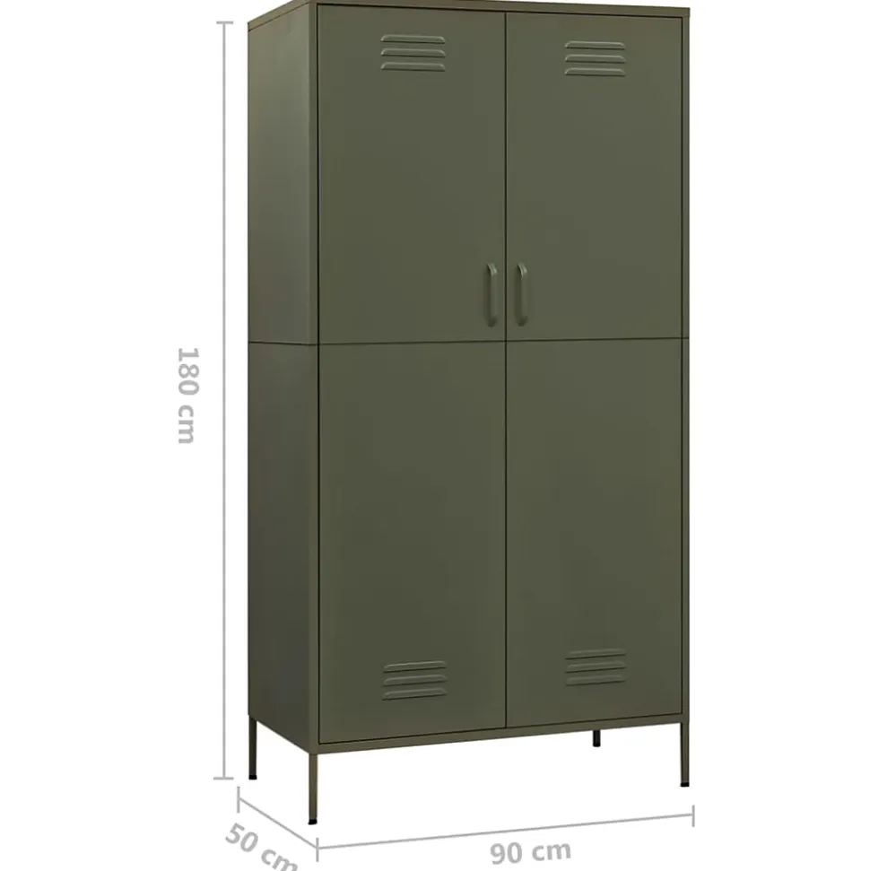 Garde-robe Vert olive 90x50x180 cm Acier vidaXL