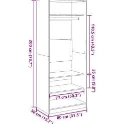 Garde-robe vieux bois 80x50x200 cm bois d'ingénierie vidaXL