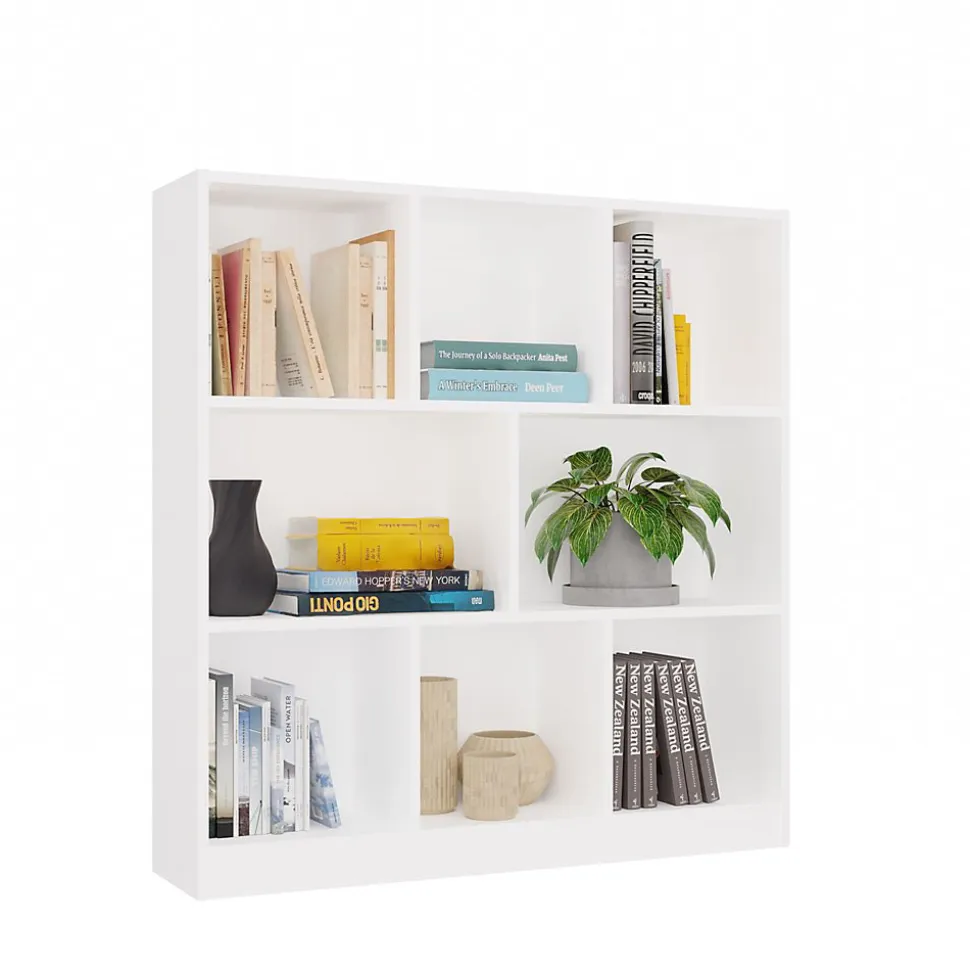 GILDA - Bibliothèque 8 étagères - Dimensions 104x100x24 cm - Meuble de rangement