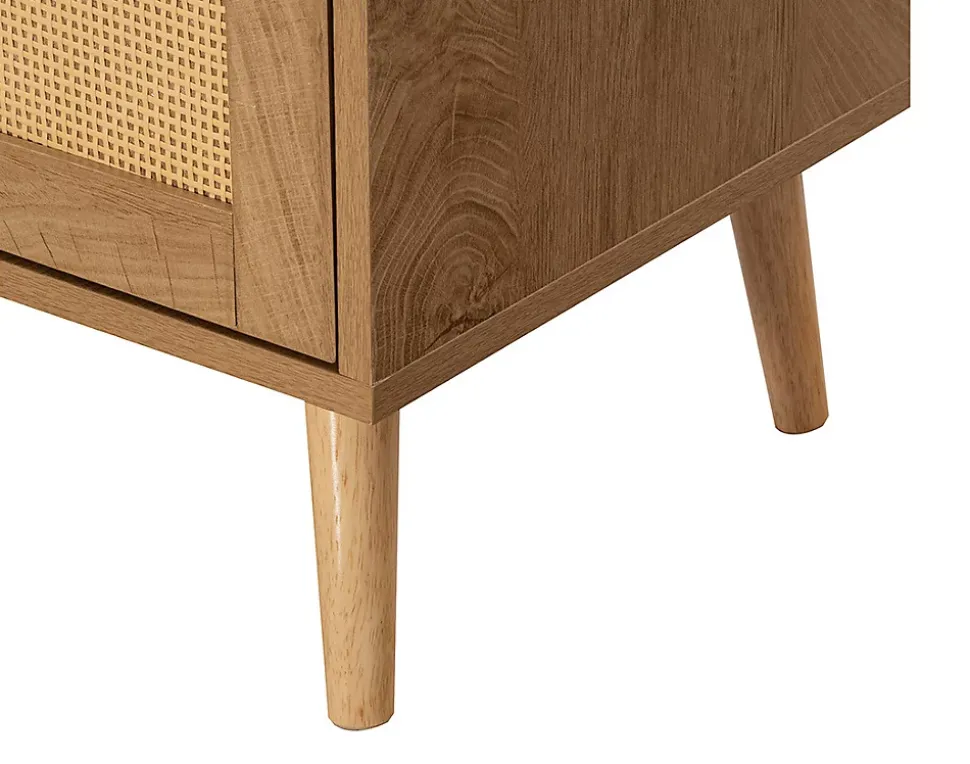 Goto - buffet bas - effet bois et cannage - 3 portes - 140 cm - Best Mobilier