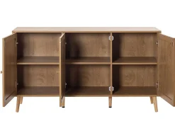 Goto - buffet bas - effet bois et cannage - 3 portes - 140 cm - Best Mobilier