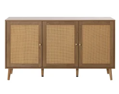 Goto - buffet bas - effet bois et cannage - 3 portes - 140 cm - Best Mobilier