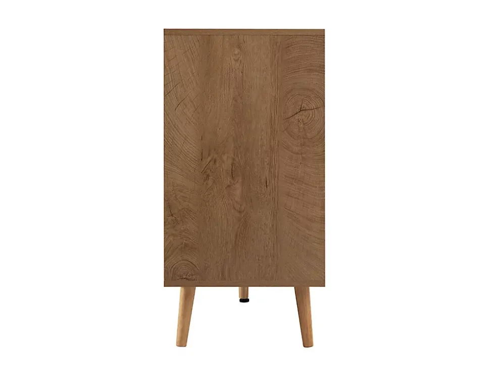 Goto - buffet bas - effet bois et cannage - 3 portes - 140 cm - Best Mobilier