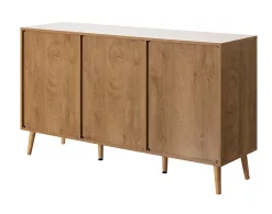 Goto - buffet bas - effet bois et cannage - 3 portes - 140 cm - Best Mobilier