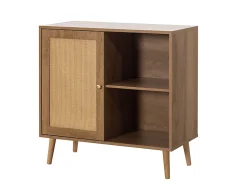 Goto - buffet haut - effet bois et cannage - 2 niches et 1 porte - 80 cm - Best Mobilier