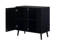 Goto - buffet haut - noir et cannage - 2 niches et 1 porte - 80 cm - Best Mobilier