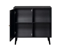 Goto - buffet haut - noir et cannage - 2 niches et 1 porte - 80 cm - Best Mobilier