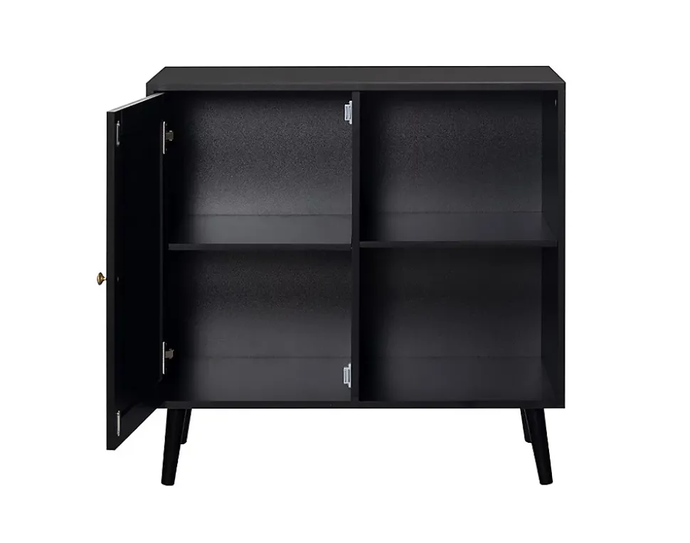 Goto - buffet haut - noir et cannage - 2 niches et 1 porte - 80 cm - Best Mobilier