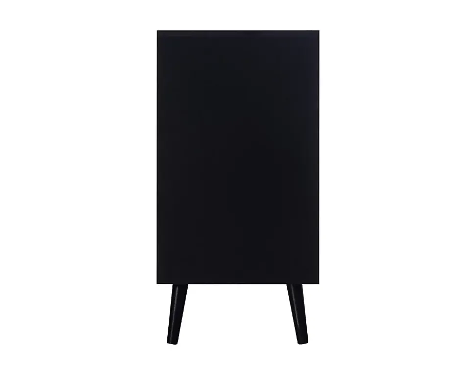 Goto - buffet haut - noir et cannage - 2 niches et 1 porte - 80 cm - Best Mobilier