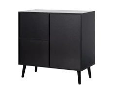 Goto - buffet haut - noir et cannage - 2 niches et 1 porte - 80 cm - Best Mobilier