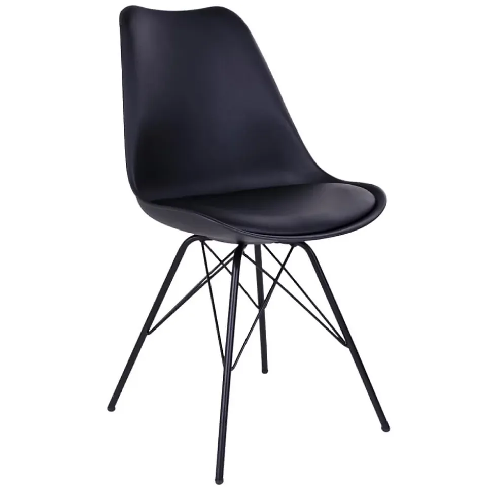 GRAM - Ensemble Table et Blanche + 4 Chaises Noires