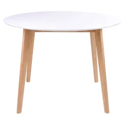 GRAM - Ensemble Table Ronde et Blanche + 4 Chaises Noires