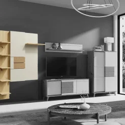 Grand Panneau Mural 6 étagères 125x174 Cm En Bois Clair Design Intemporel Blanc