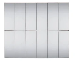 Grande armoire entrée avec portes miroirs - Mélaminé - Blanc - 222 - 191 - 34 cm