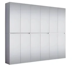 Grande armoire entrée avec portes miroirs - Mélaminé - Blanc - 222 - 191 - 34 cm