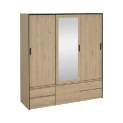 Grande armoire polyvalente Dpuscedd, Meubles multifonctionnels, Casier à chaussures, 181x60 h200 cm, Chêne clair