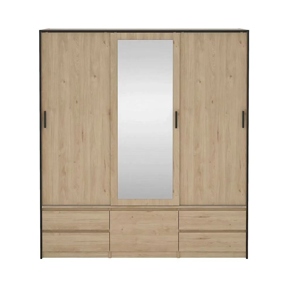 Grande armoire polyvalente Dpuscedd, Meubles multifonctionnels, Casier à chaussures, 181x60 h200 cm, Chêne clair