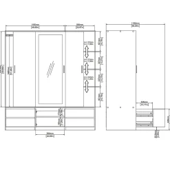 Grande armoire polyvalente Dpuscedd, Meubles multifonctionnels, Casier à chaussures, 181x60 h200 cm, Chêne clair
