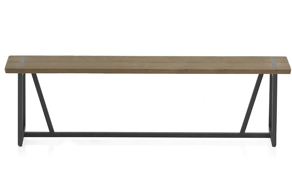 Grande banquette métallique avec assise en bois