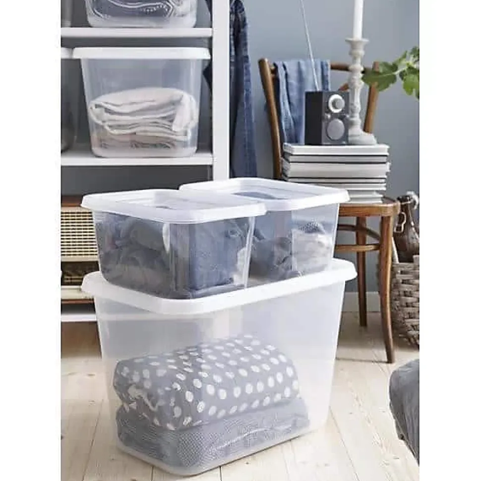 Grande Boîte de rangement transparente 60 litres Basic XL