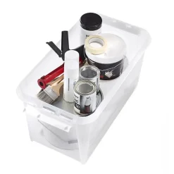 Grande Caisse de rangement à roulettes 70 litres - Clips Blancs