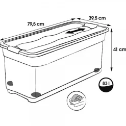 Grande Caisse de rangement avec roulettes 83 litres