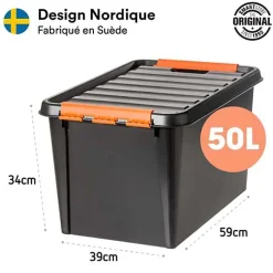 Grande Caisse Professionnelle solide avec couvercle 49 litres
