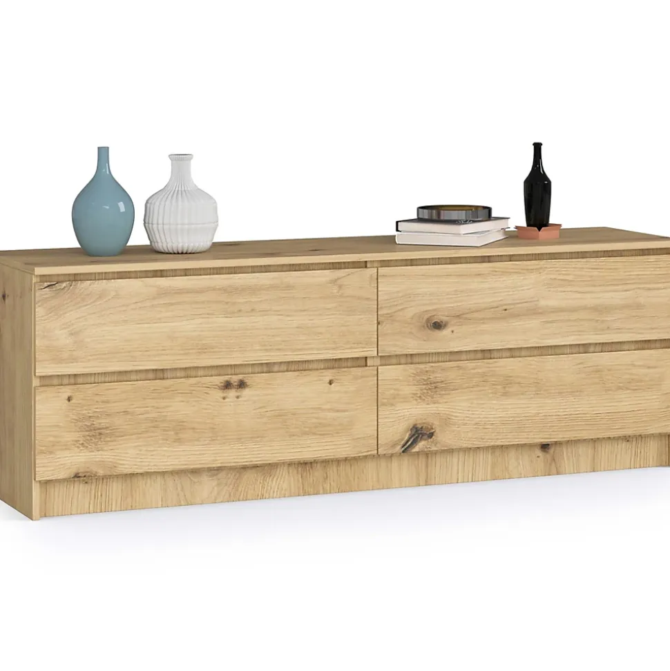 Grande Commode pour le salon AKORD K160 Chêne Artisan 160 cm 4 tiroirs façade Chêne Artisan 160x40x55 cm