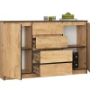 Grande Commode pour le salon AKORD K160 Chêne Craft 160 cm 2 portes 4 tiroirs façade Chêne Craft 4 étagères 160x40x99 cm