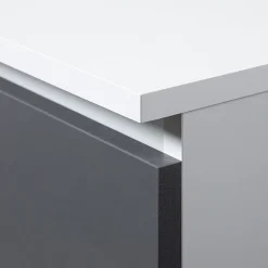 Grande Commode pour le salon AKORD K160 Blanche 160 cm 8 tiroirs façade Gris Graphite 160x40x99 cm