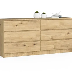 Grande Commode pour le salon AKORD K160 Chêne Artisan 160 cm 6 tiroirs façade Chêne Artisan 160x40x77 cm