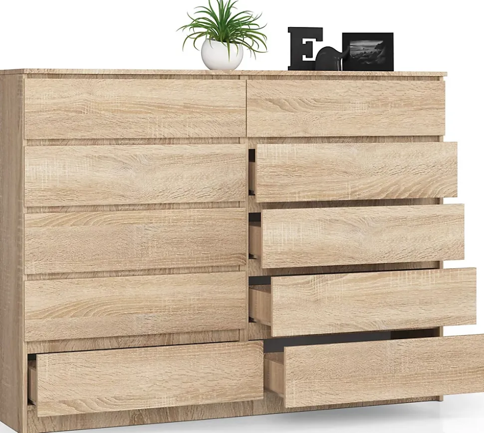 Grande Commode pour le salon AKORD K160 Chêne Sonoma 160 cm 10 tiroirs façade Chêne Sonoma 160x40x121 cm