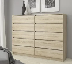 Grande Commode pour le salon AKORD K160 Chêne Sonoma 160 cm 10 tiroirs façade Chêne Sonoma 160x40x121 cm