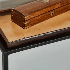 Grande console en verre fumé et métal L110 cm IGLOO