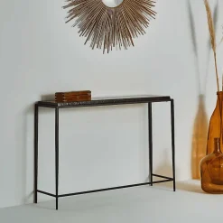 Grande console en verre fumé et métal L110 cm IGLOO