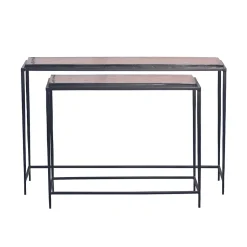Grande console en verre fumé et métal L110 cm IGLOO