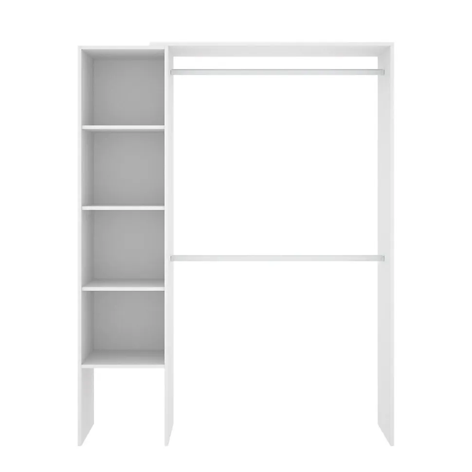 Grande Garde-robe Acquata, Structure pour dressing, Cintre ouvert, 140x40h187 cm, Blanc