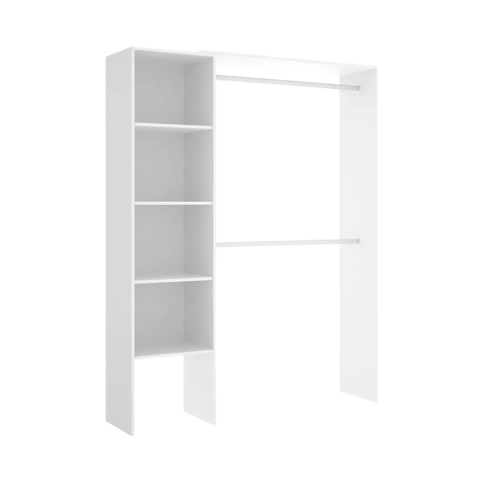 Grande Garde-robe Acquata, Structure pour dressing, Cintre ouvert, 140x40h187 cm, Blanc