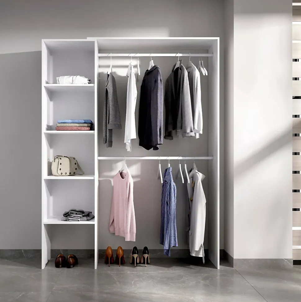 Grande Garde-robe Acquata, Structure pour dressing, Cintre ouvert, 140x40h187 cm, Blanc