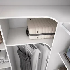 Grande Garde-robe Alanno, Meubles de chambre, Penderie de plain-pied, Placard à vêtements, 234x141 h205 cm, Blanc