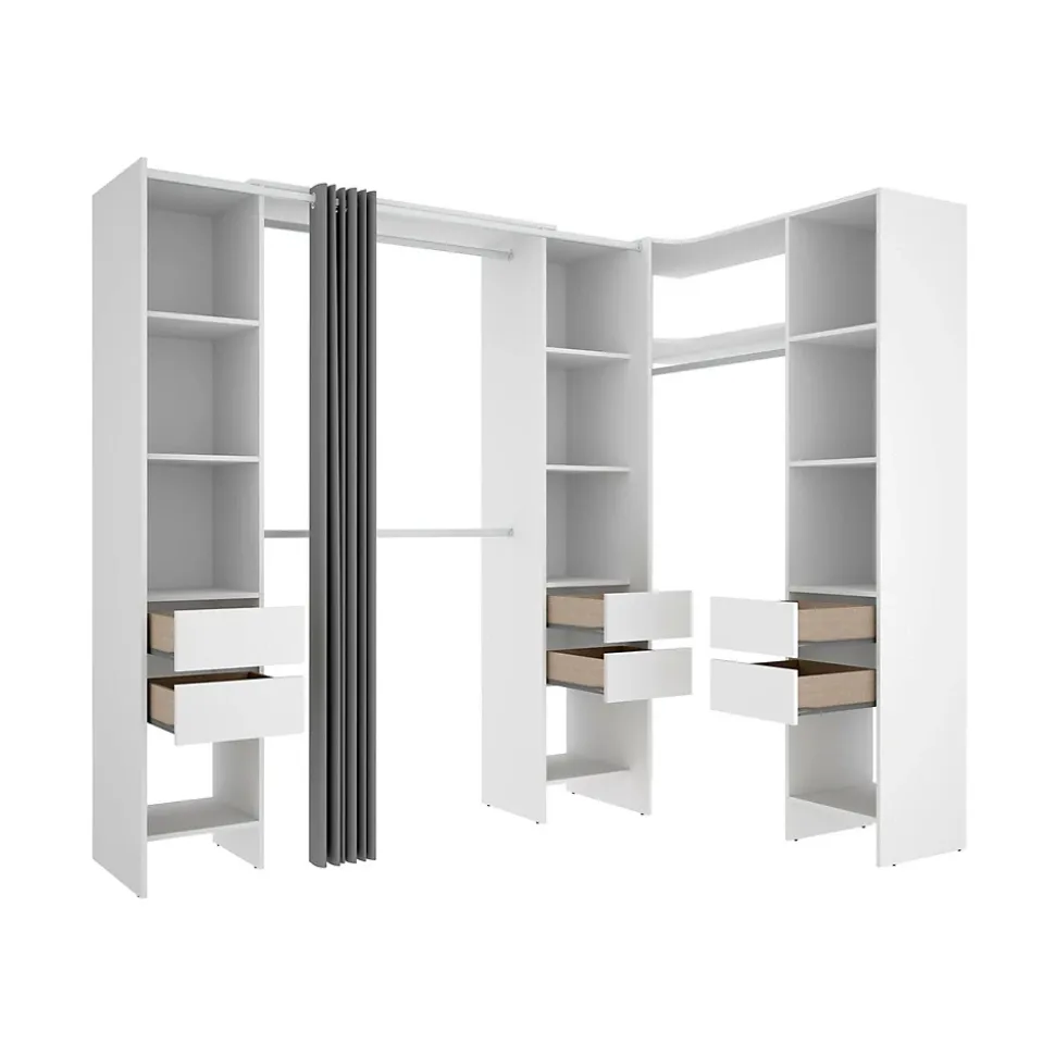 Grande Garde-robe Alanno, Meubles de chambre, Penderie de plain-pied, Placard à vêtements, 234x141 h205 cm, Blanc