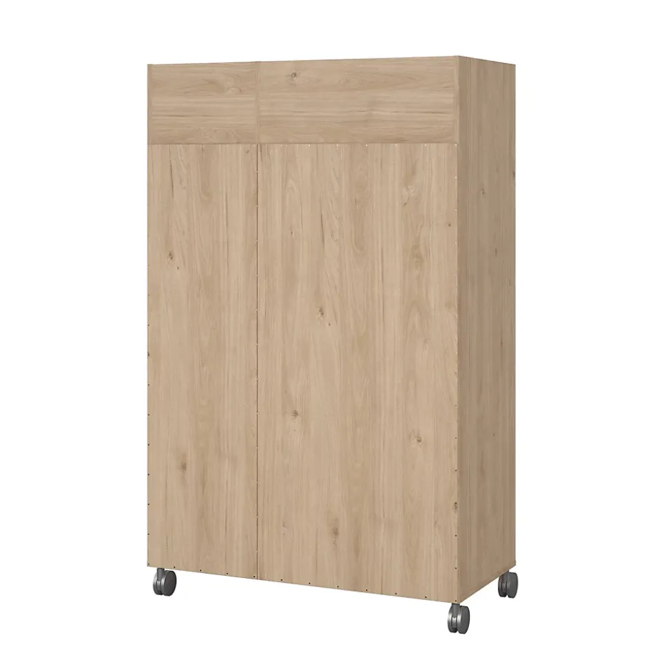 Grande Garde-robe Alfango, Meubles de chambre, Penderie de plain-pied, Placard à vêtements, 100x48 h160 cm, Chêne clair et Beige