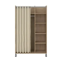 Grande Garde-robe Alfango, Meubles de chambre, Penderie de plain-pied, Placard à vêtements, 100x48 h160 cm, Chêne clair et Beige