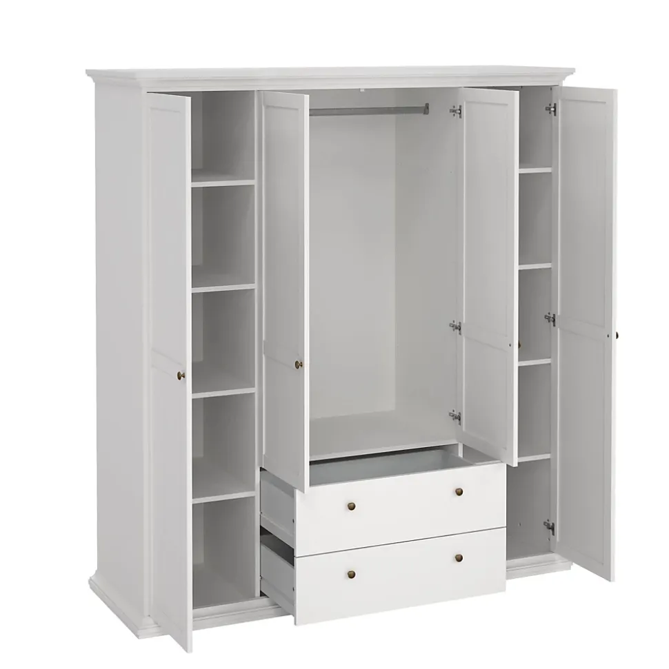Grande Garde-robe Amarena, Meubles de chambre, Penderie de plain-pied, Placard à vêtements, 181x61 h201 cm, Blanc