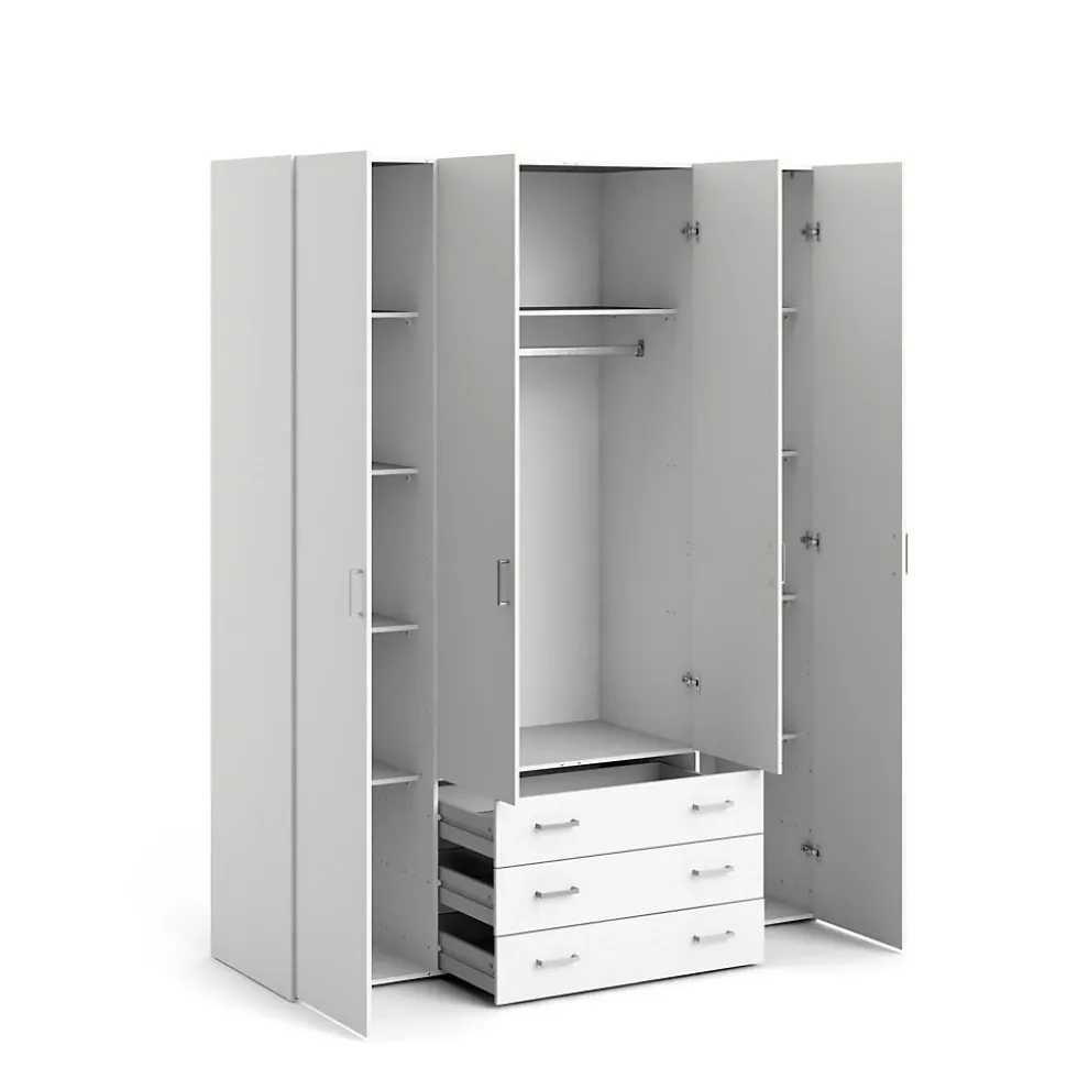 Grande Garde-robe Amoruccio, Meubles de chambre, Penderie de plain-pied, Placard à vêtements, 154x50 h200 cm, Blanc
