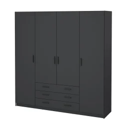Grande Garde-robe Epipola, Meubles de chambre, Penderie de plain-pied, Placard à vêtements, 196x50 h200 cm, Gris