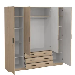 Grande Garde-robe Epipola, Meubles de chambre, Penderie de plain-pied, Placard à vêtements, 196x50 h200 cm, Chêne clair