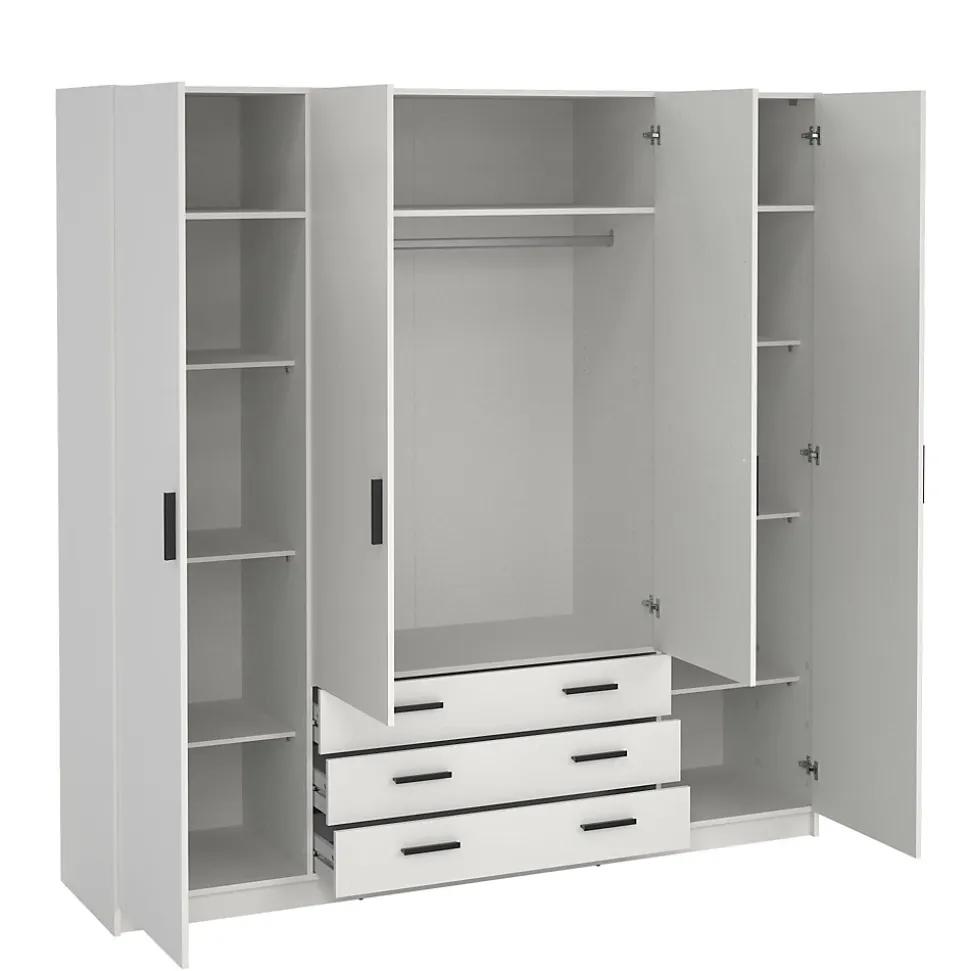 Grande Garde-robe Epipola, Meubles de chambre, Penderie de plain-pied, Placard à vêtements, 196x50 h200 cm, Blanc