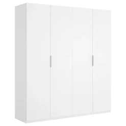 Grande Garde-robe Iuventas, Cintre pour chambre à coucher, Armoire avec 4 portes battantes, 180x52h204 cm, Blanc